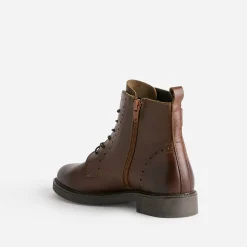 Eram Boots^Bottine cuir détails perforés COGNAC