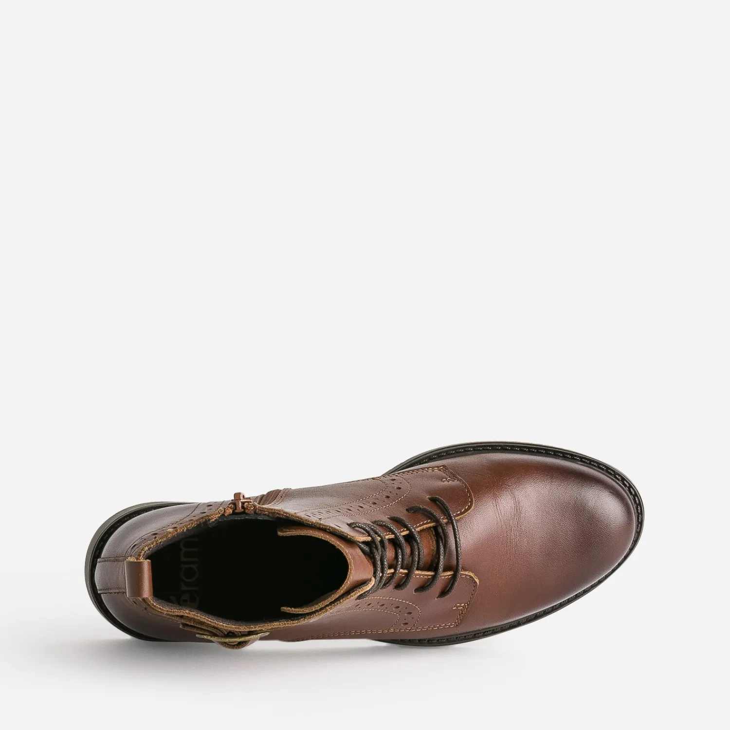 Eram Boots^Bottine cuir détails perforés COGNAC
