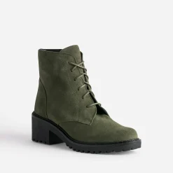 Eram Boots^Bottine cuir velours KAKI