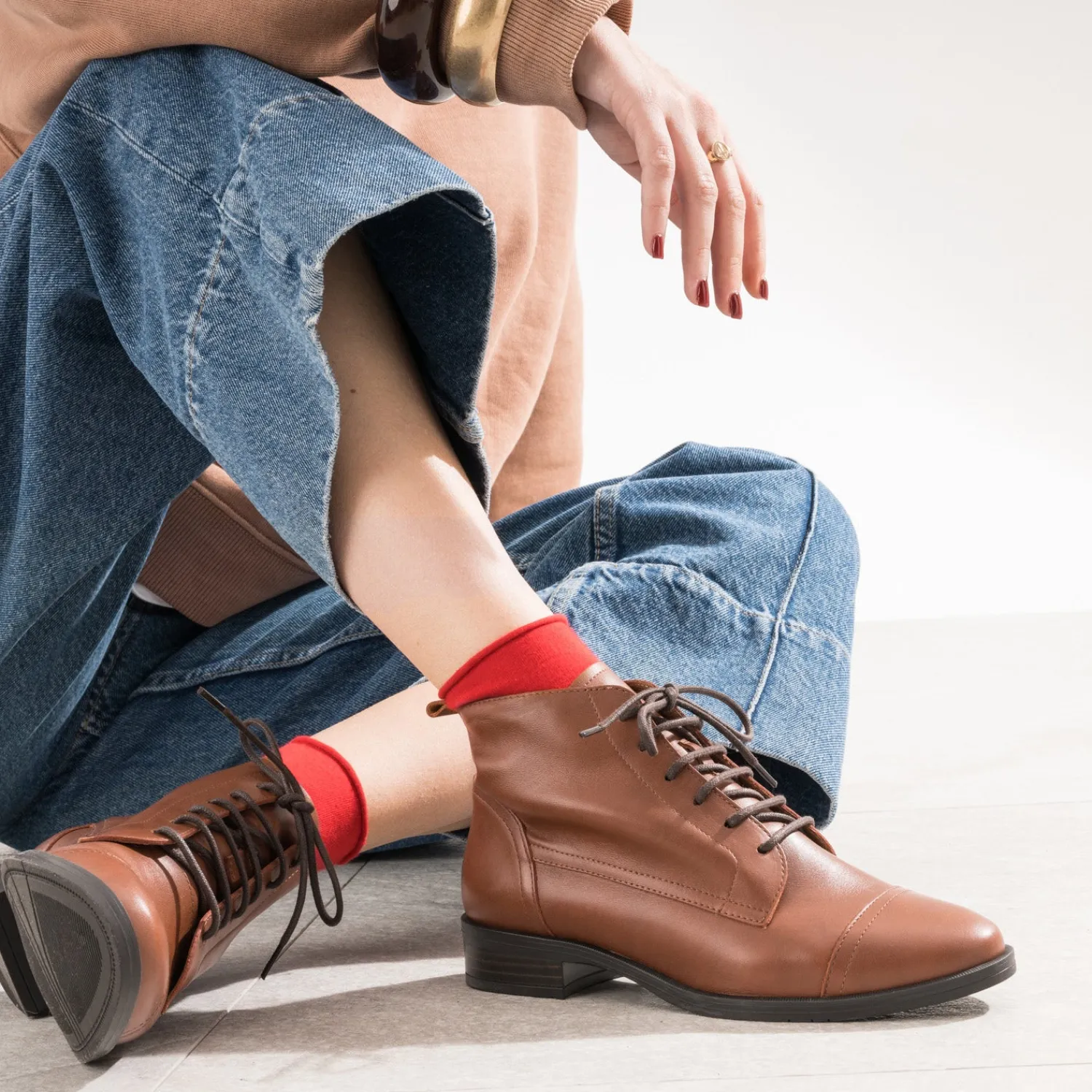 Eram Flex Boots^Bottine en cuir éco-conçu COGNAC
