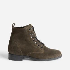 Eram Boots^Bottine en cuir velours KAKI