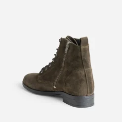 Eram Boots^Bottine en cuir velours KAKI