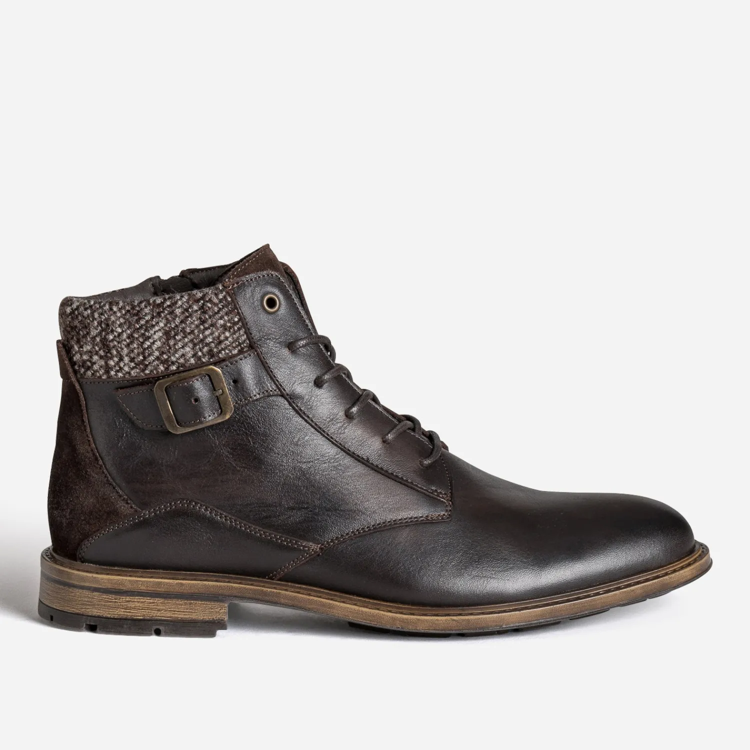 Eram Boots^Bottine foncé cuir détail chiné MARRON