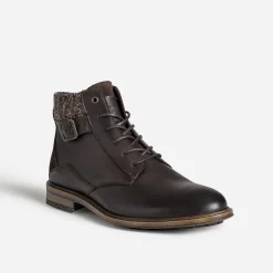 Eram Boots^Bottine foncé cuir détail chiné MARRON