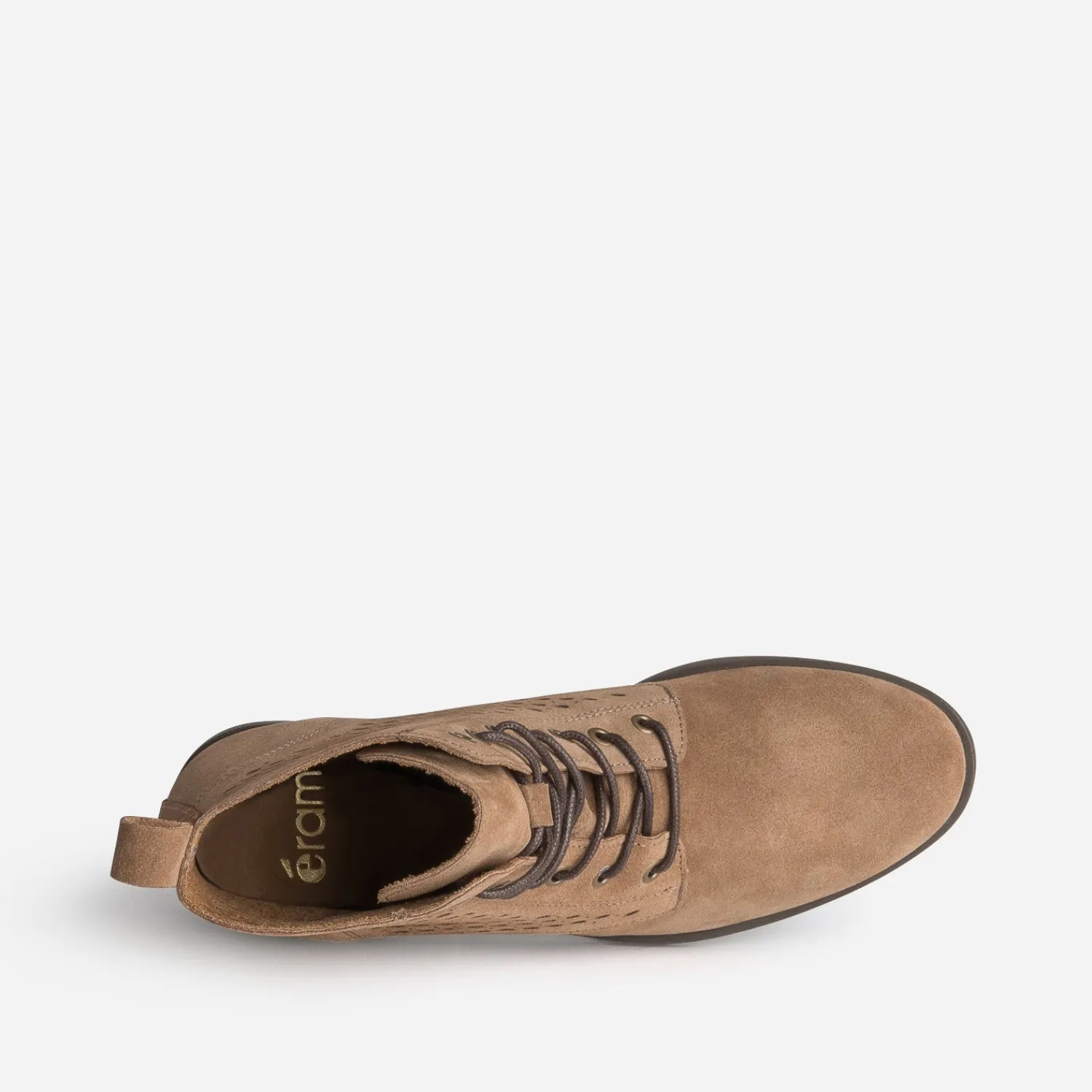 Eram Boots^Bottine taupe cuir velours à lacet MARRON