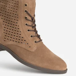 Eram Boots^Bottine taupe cuir velours à lacet MARRON