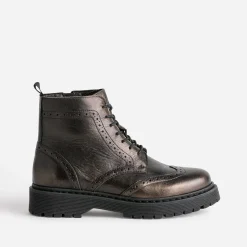 Texto Boots^Bottine marron métallisé cuir semelle épaisse METALISE
