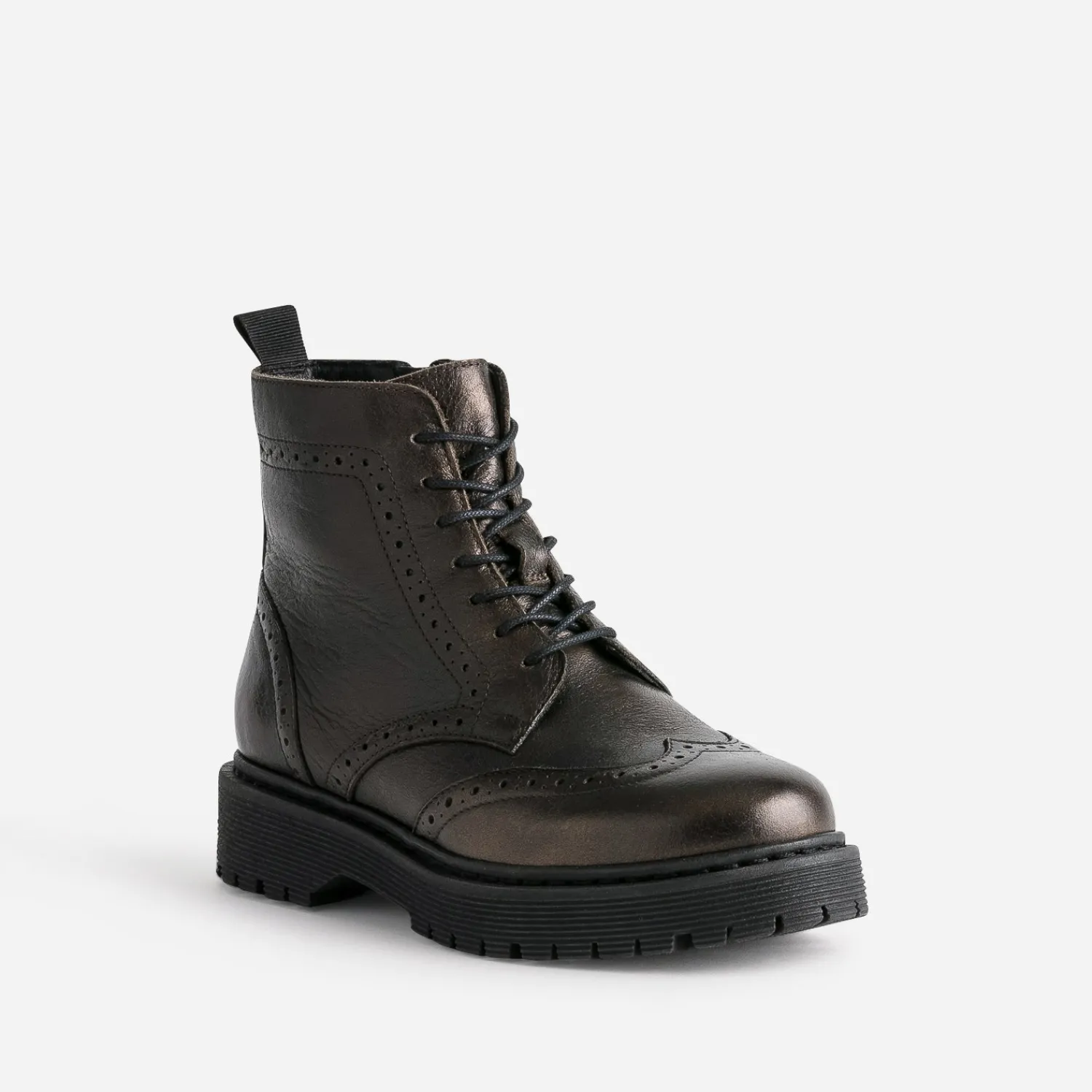 Texto Boots^Bottine marron métallisé cuir semelle épaisse METALISE