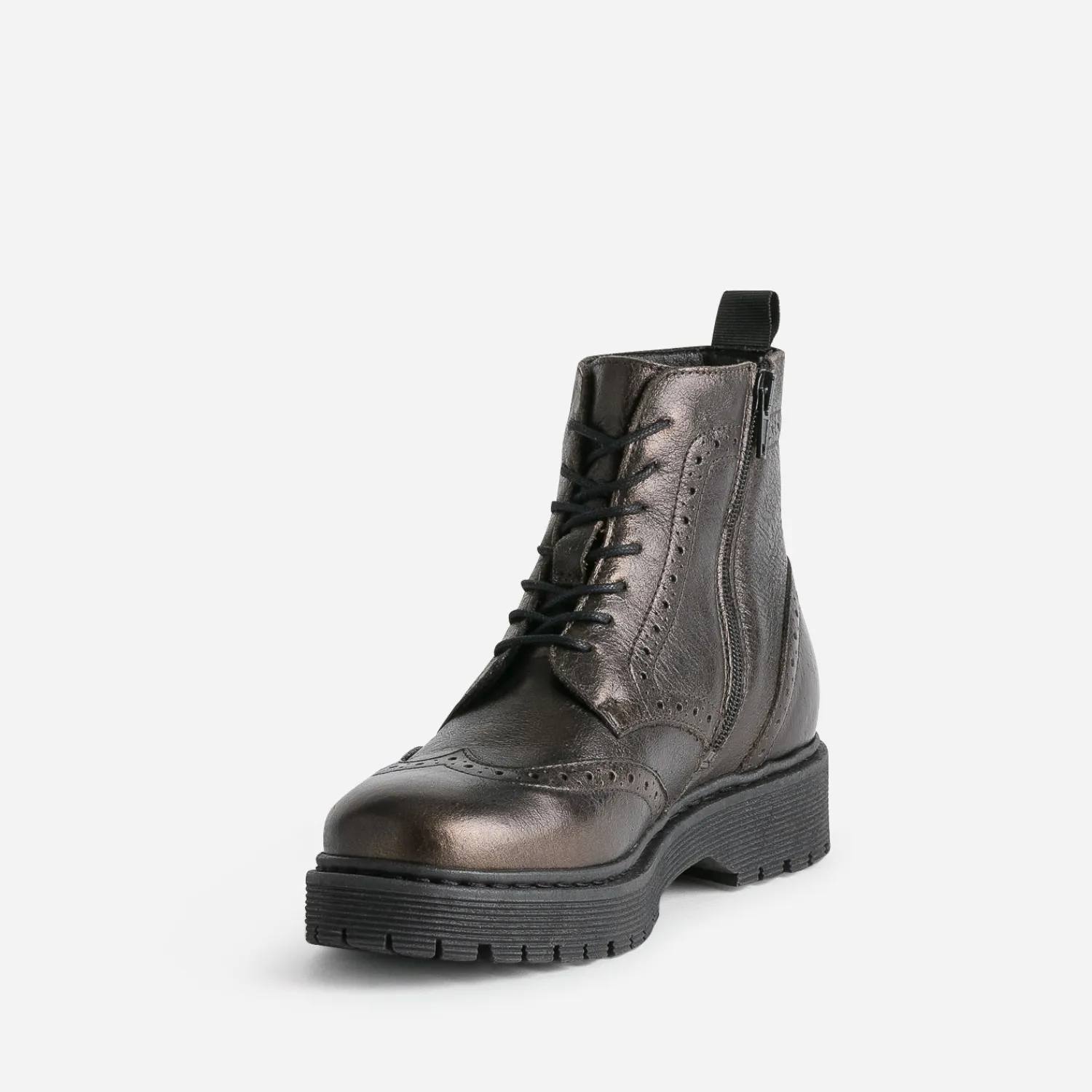 Texto Boots^Bottine marron métallisé cuir semelle épaisse METALISE