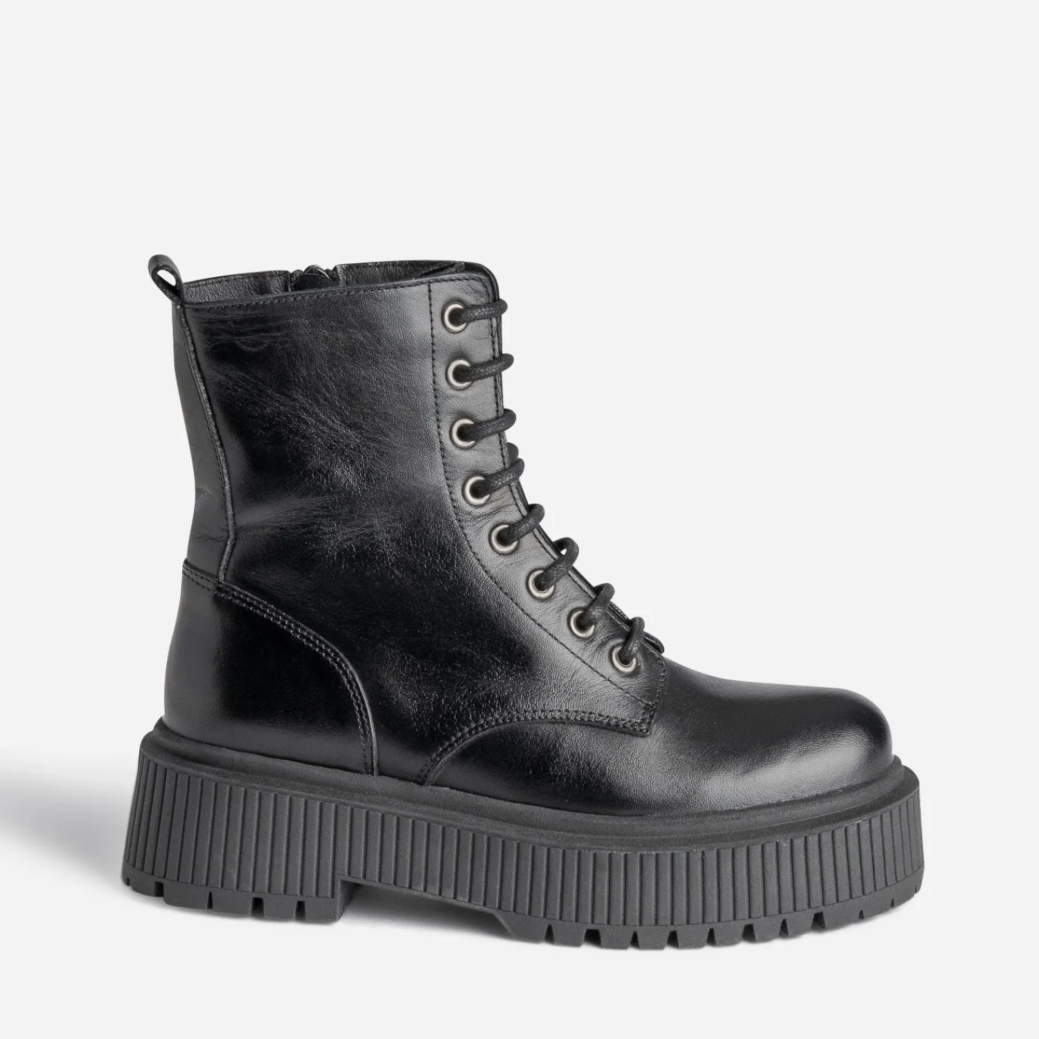 Texto Boots^Bottine e en cuir à semelle plateforme NOIR