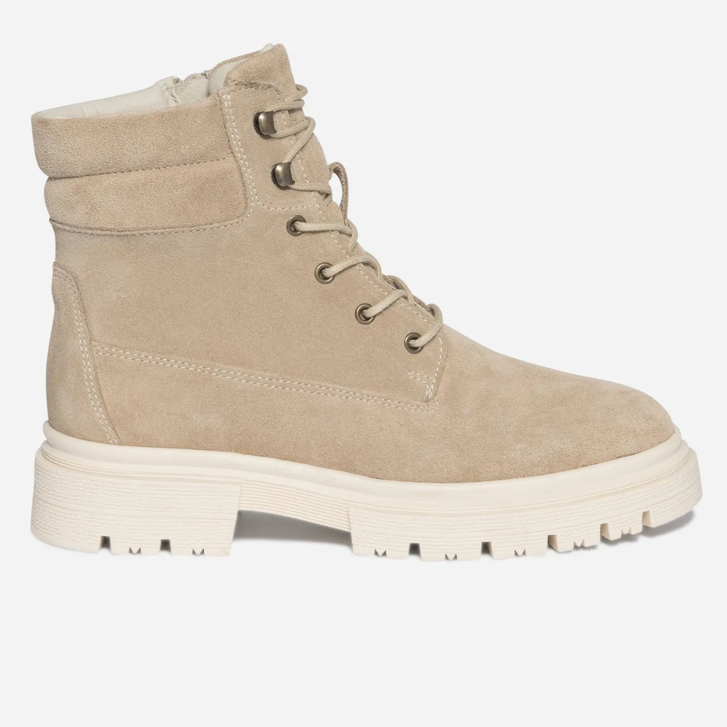 Texto Boots^Bottine taupe éco-conçue en cuir velours GRIS