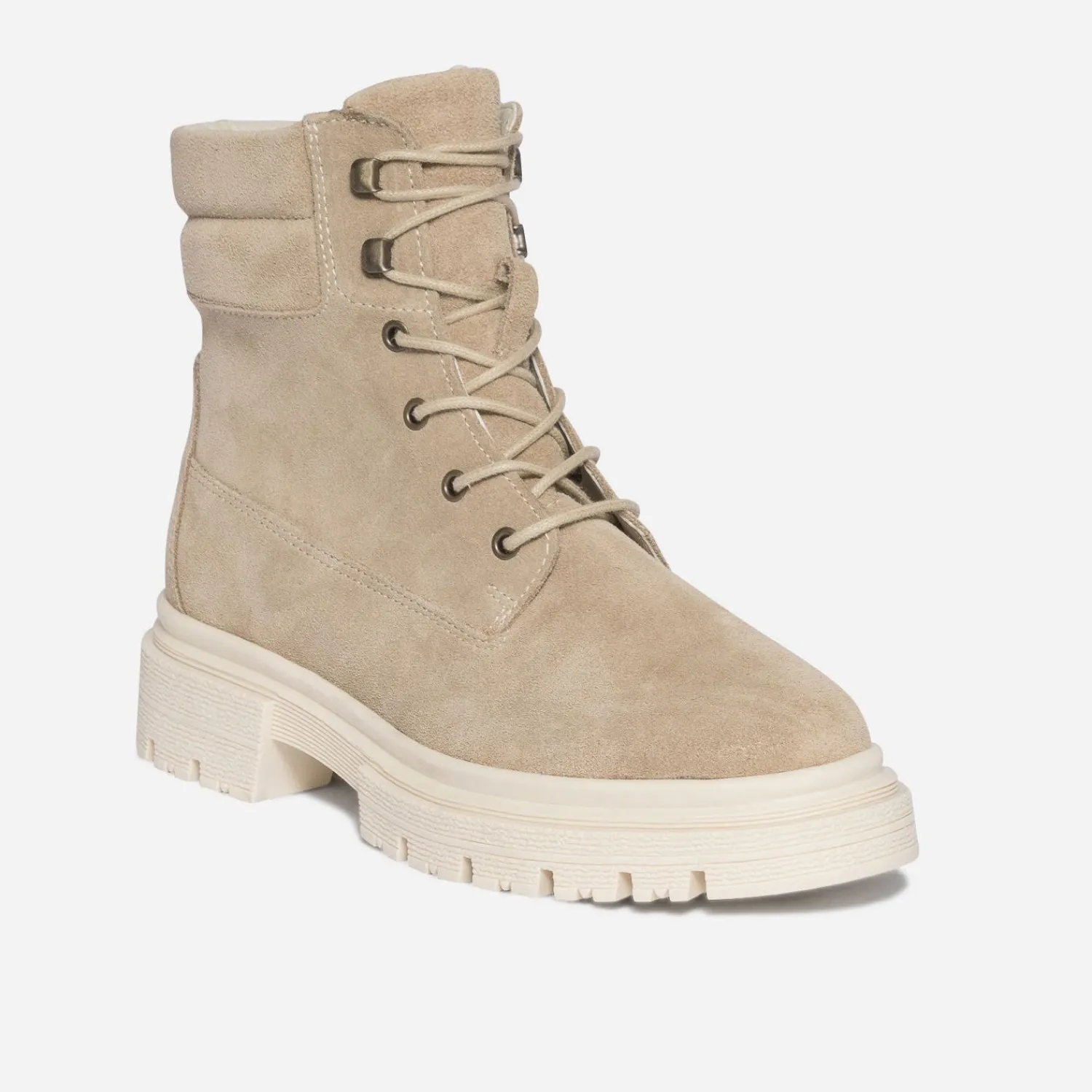 Texto Boots^Bottine taupe éco-conçue en cuir velours GRIS