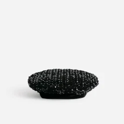 Texto Chapeaux, Bonnets & Casquettes^Béret en velours brodé sequins NOIR