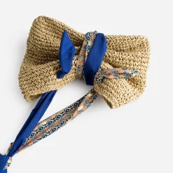 Eram Sacs Cabas^Cabas foncé paille papier anses-foulard BEIGE