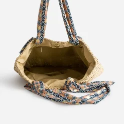 Eram Sacs Cabas^Cabas foncé paille papier anses-foulard BEIGE