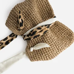 Eram Sacs Cabas^Cabas foncé paille papier anses-foulard BEIGE