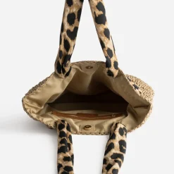 Eram Sacs Cabas^Cabas foncé paille papier anses-foulard BEIGE