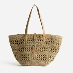 Eram Sacs Cabas^Cabas panier foncé raphia tressé BEIGE
