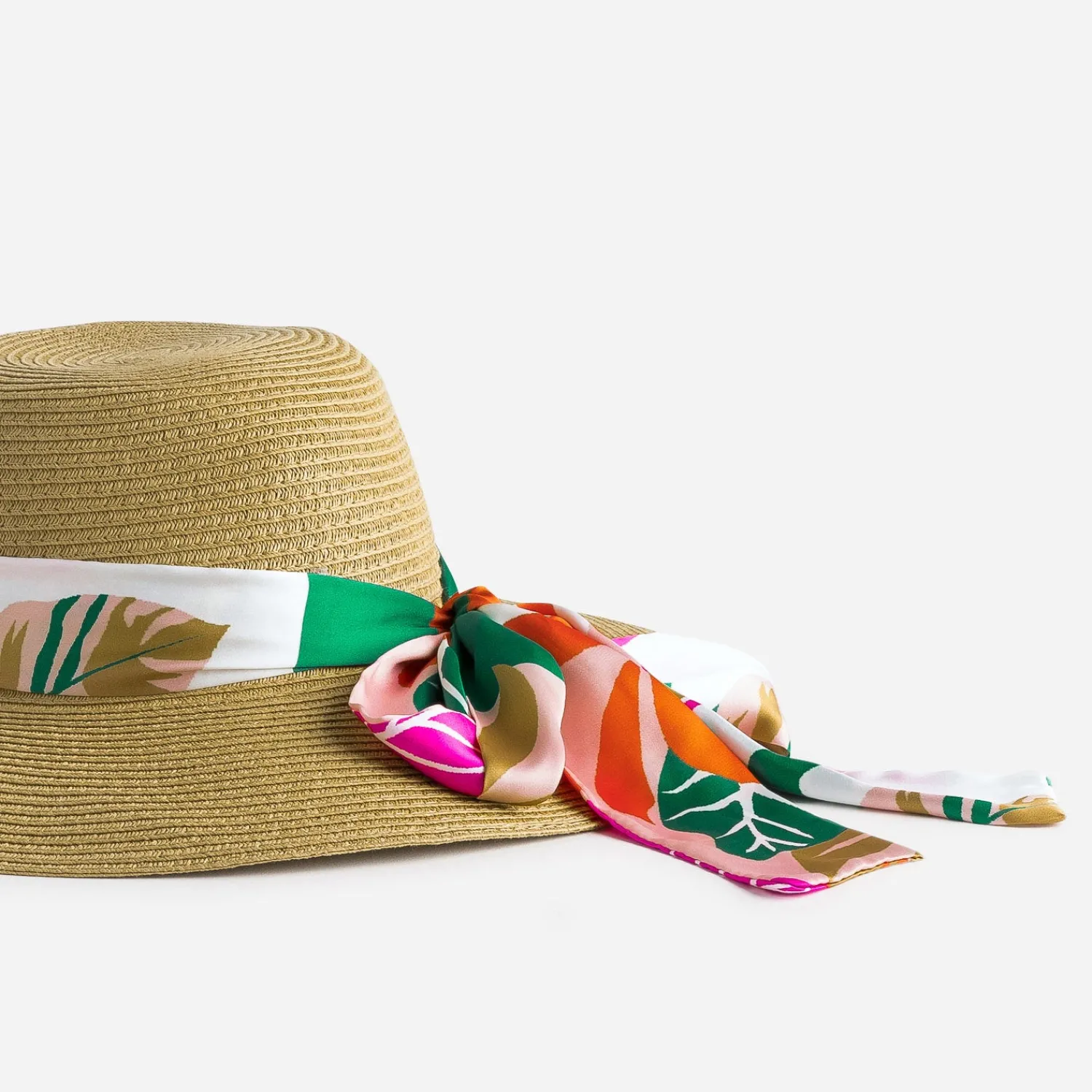 Texto Chapeaux, Bonnets & Casquettes^Capeline beige à ruban à motif végétal MULTICOLORE