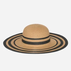 Eram Chapeaux, Bonnets & Casquettes^Capeline rayée noire BEIGE