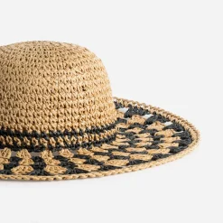 Texto Chapeaux, Bonnets & Casquettes^Capeline et noire paille papier ajourée BEIGE