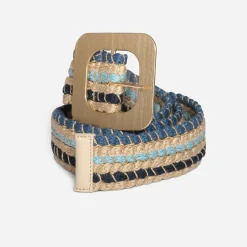 Eram Ceintures^Ceinture bleue et beige tressée MULTICOLORE