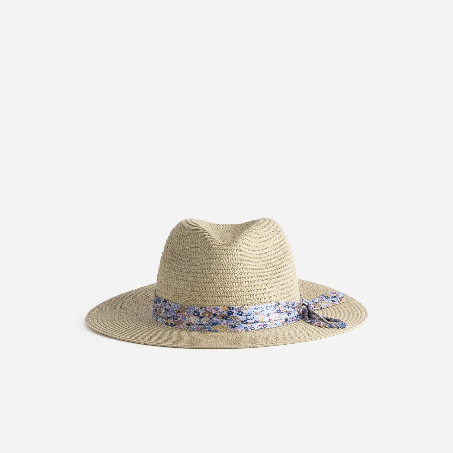 Eram Chapeaux, Bonnets & Casquettes^Chapeau beige effet paille foulard imprimé bleu MULTICOLORE