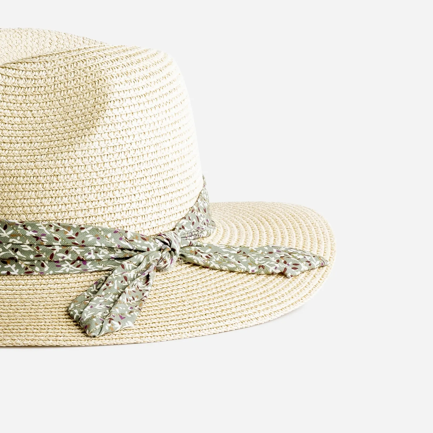 Eram Chapeaux, Bonnets & Casquettes^Chapeau effet paille foulard imprimé vert BEIGE