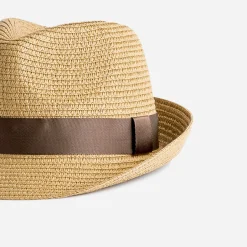 Eram Chapeaux, Bonnets & Casquettes|Accessoires^Chapeau beige en paille avec galon marron BEIGE CLAIR