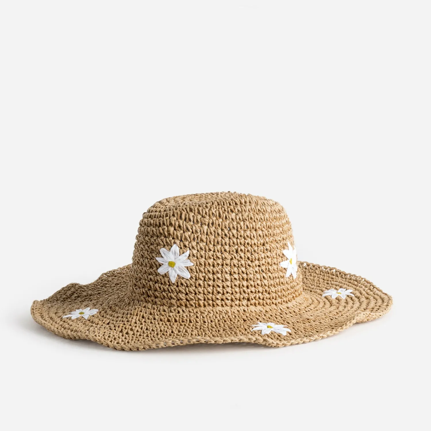Texto Chapeaux, Bonnets & Casquettes^Chapeau paille papier motif fleurs BEIGE