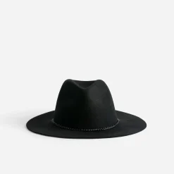 Eram Chapeaux, Bonnets & Casquettes^Chapeau laine feutrée avec galon-chaînette NOIR