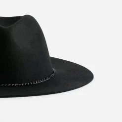 Eram Chapeaux, Bonnets & Casquettes^Chapeau laine feutrée avec galon-chaînette NOIR