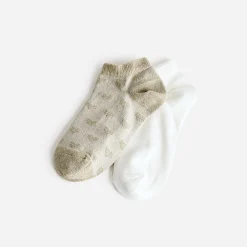 Eram Chaussettes & Collants^Chaussettes doré jacquard cœurs et écrues BEIGE