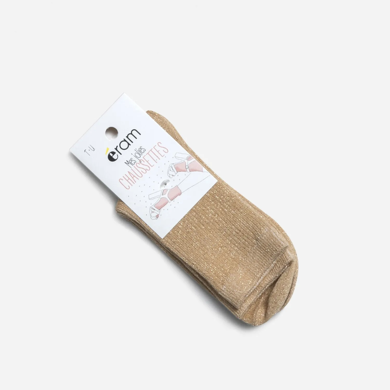 Eram Chaussettes & Collants^Chaussettes s pailletées côtelées BEIGE