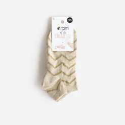 Eram Chaussettes & Collants^Chaussettes courtes chevrons dorés BEIGE