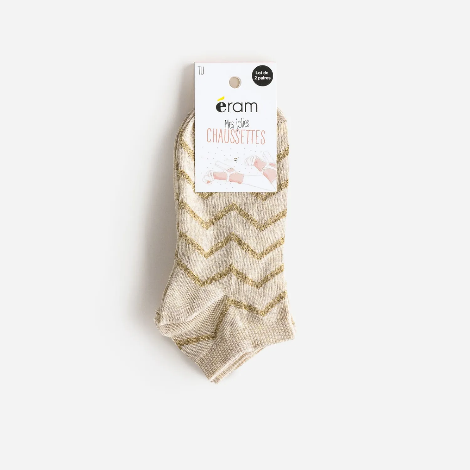 Eram Chaussettes & Collants^Chaussettes courtes chevrons dorés BEIGE
