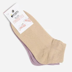 Eram Chaussettes & Collants^Chaussettes courtes et rose pailletées BEIGE