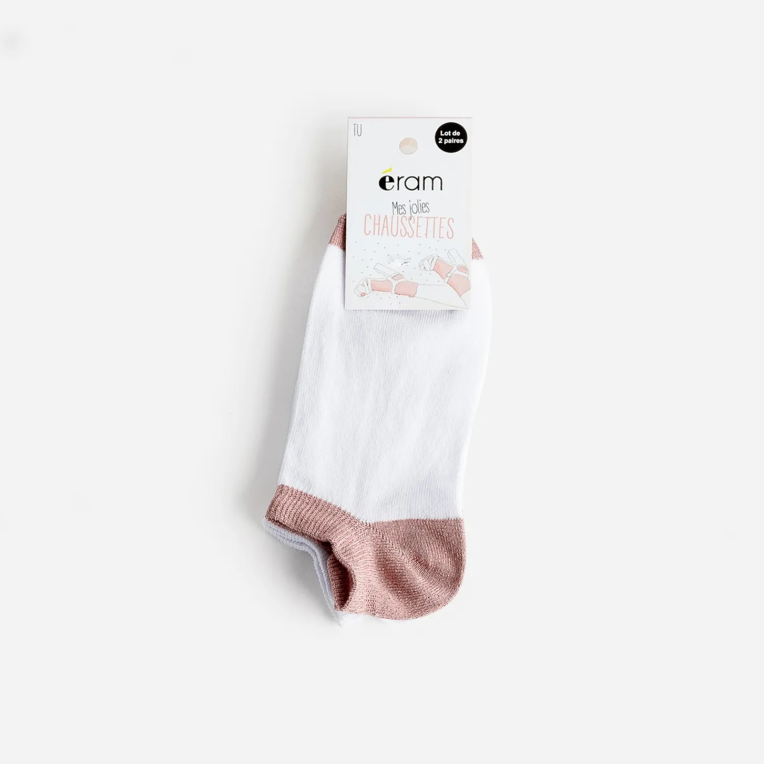 Eram Chaussettes & Collants^Chaussettes courtes blanches et vieux ROSE