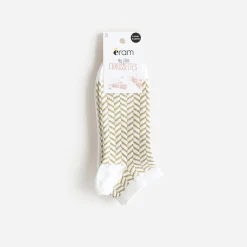 Eram Chaussettes & Collants^Chaussettes écrues et chevrons dorés BEIGE
