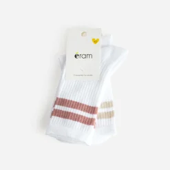 Eram Chaussettes & Collants^Chaussettes hautes hes à rayures BLANC