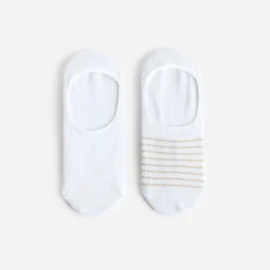 Eram Chaussettes & Collants^Chaussettes invisibles hes et à rayures dorées BLANC