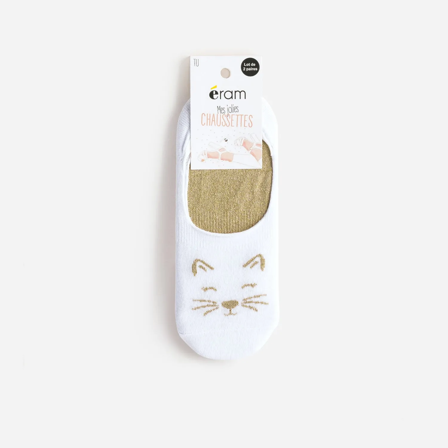 Eram Chaussettes & Collants^Chaussettes invisibles blanches et dorées BEIGE
