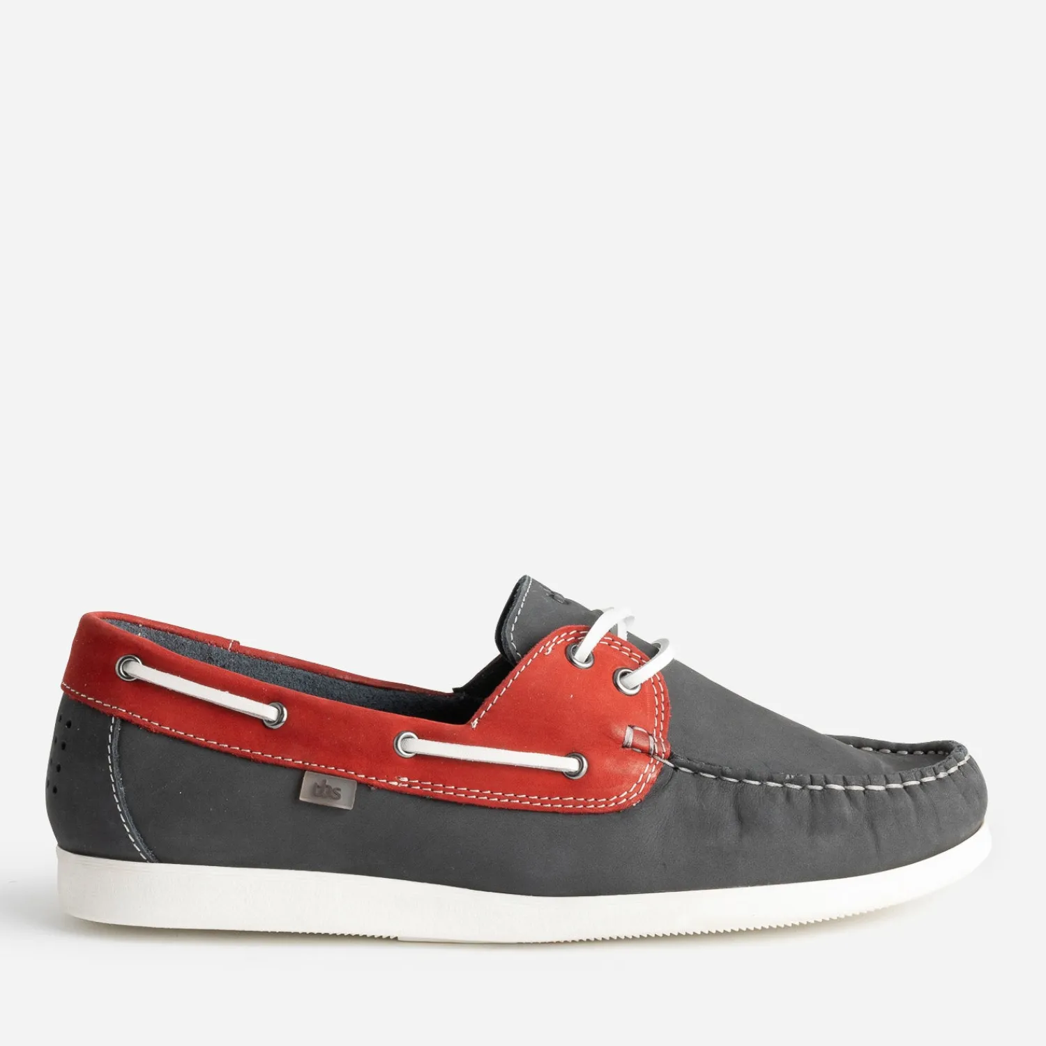 Tbs Chaussures Bateau^Chaussure bateau marine et rouge cuir nubuck BLEU