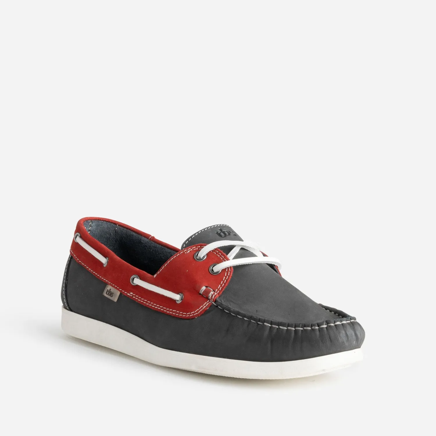 Tbs Chaussures Bateau^Chaussure bateau marine et rouge cuir nubuck BLEU