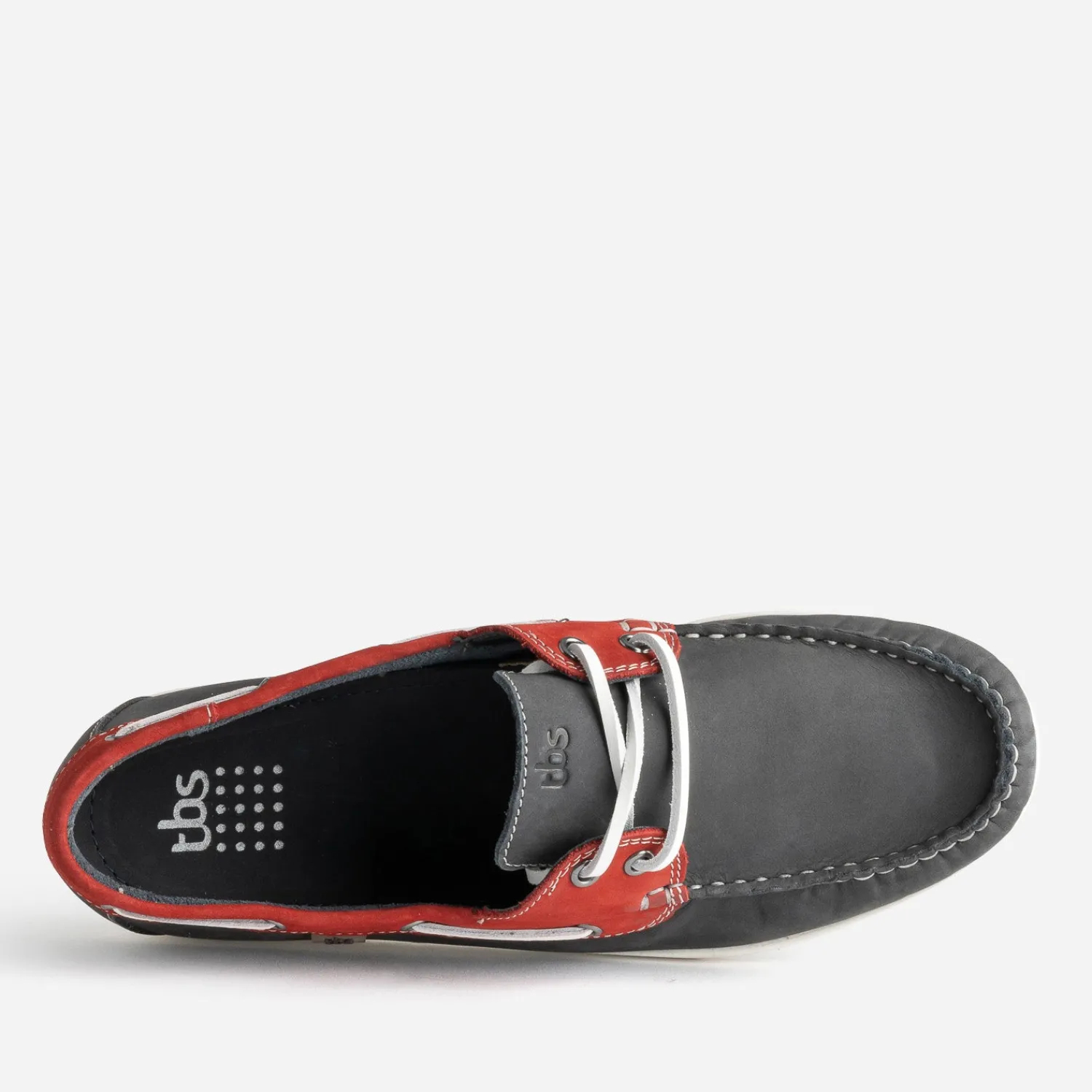 Tbs Chaussures Bateau^Chaussure bateau marine et rouge cuir nubuck BLEU