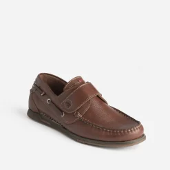 Fluchos Chaussures Bateau^Chaussure-bateau cognac en cuir à scratch MARRON