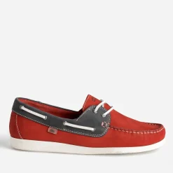 Tbs Chaussures Bateau^Chaussure-bateau et marine cuir nubuck ROUGE