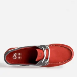 Tbs Chaussures Bateau^Chaussure-bateau et marine cuir nubuck ROUGE