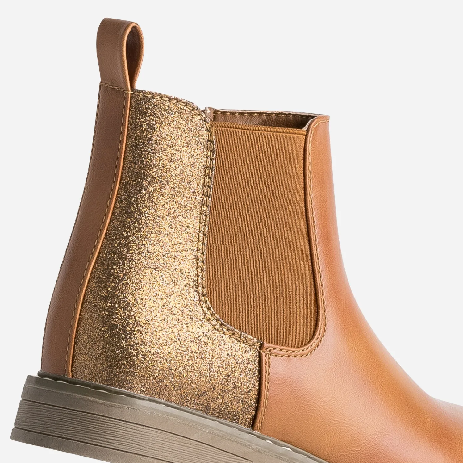Buggy Boots^Chelsea boots détails pailletés CAMEL
