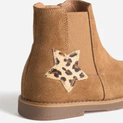 Buggy Boots^Chelsea boots cuir velours irisé étoile CAMEL